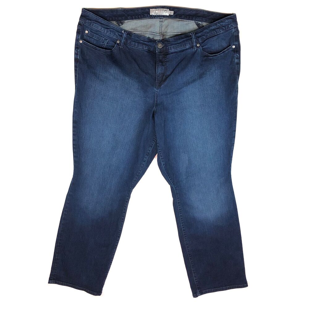 Torrid Boyfriend Denim Blue Jeans Straight Leg Stretch 11565893 Plus 26T